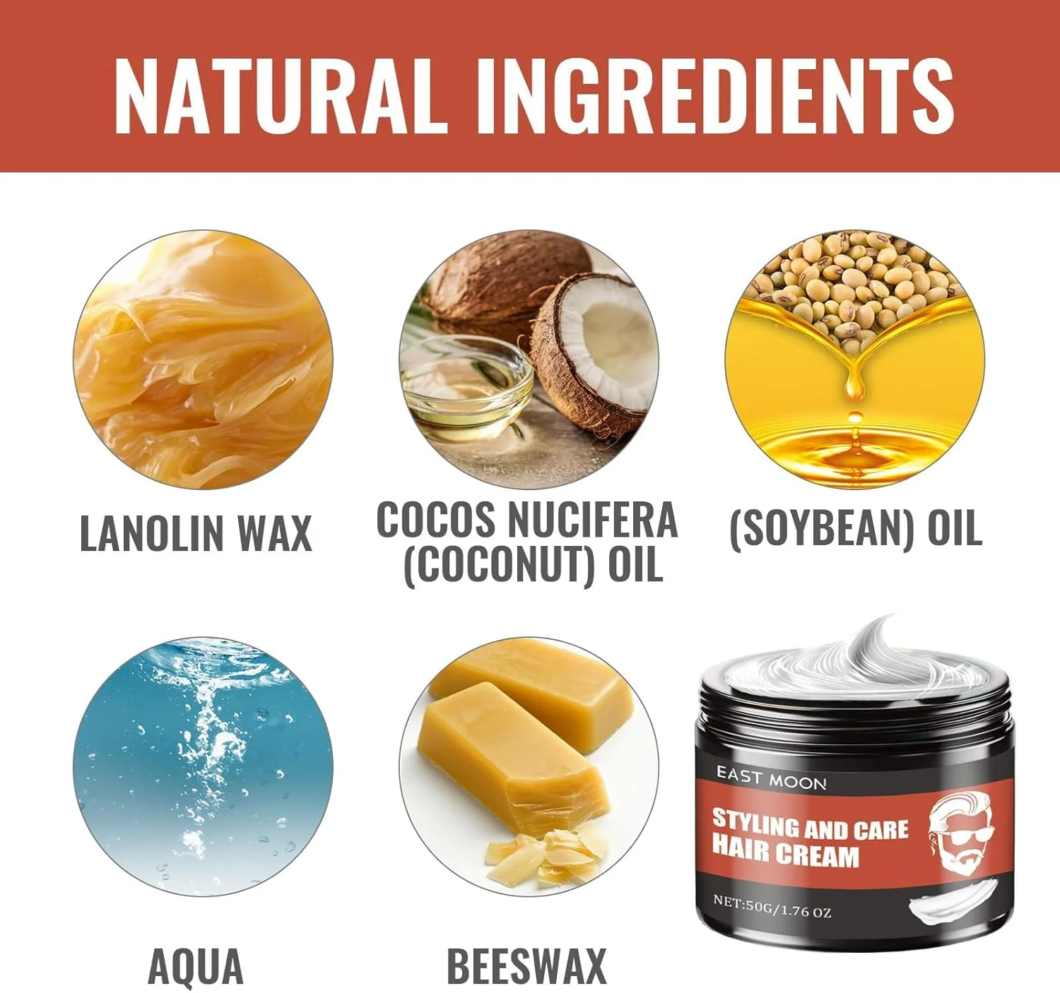 واکس حالت دهنده مو مردانه، با قدرت نگهداری بالا و درخشش ماندگار، کرم حجم دهنده طبیعی برای موهای متوسط تا بلند، خاک رس مرطوب کننده مو برای بافت و حالت (50 گرم) واکس حالت دهنده مو مردانه، با قدرت نگهداری بالا و درخشش ماندگار، کرم حجم دهنده طبیعی برای موهای متوسط تا بلند، خاک رس مرطوب کننده مو برای بافت و حالت (50 گرم)