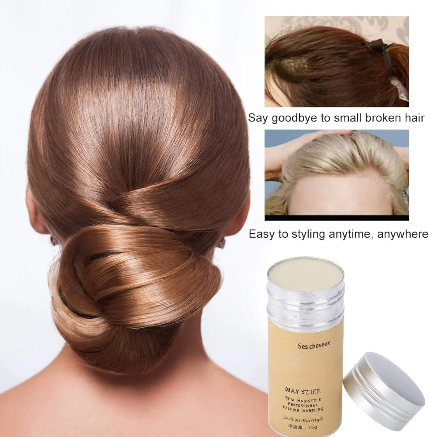 استیک واکس حالت دهنده مو، ژل حالت دهنده مو، استیک مدلینگ مو، 75 گرم، واکس حالت دهنده مو برای زنان و مردان، واکس مرطوب کننده مو، پماد مو با قدرت نگهدارندگی قوی و مات