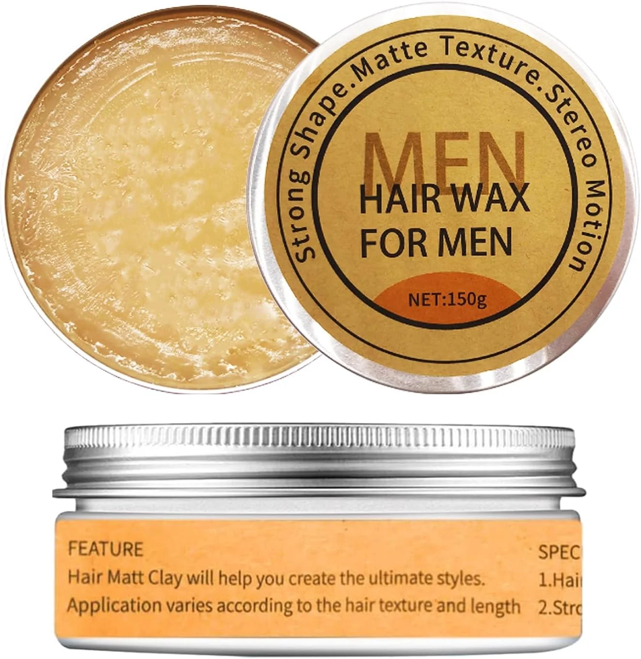 واکس مو مردانه، خمیر حالت دهنده مو مردانه، واکس مو مات با قدرت نگهدارندگی بالا برای ضخیم کردن و بافت دادن به مو، خمیر مات واکس مو 2 عددی