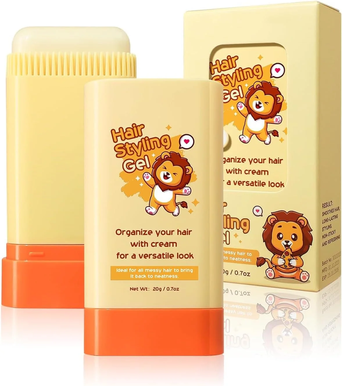 استیک واکس مو برای حالت دادن به موهای کودکان، ژل حالت دهنده موی کودک با طراحی 2 در 1 دارای شانه سرخود و جمع شونده، حالت دهی آسان موهای نوزاد، ژل موی غیر چرب کودک، استیک واکس موی ماندگار برای کودکان (20 گرم)