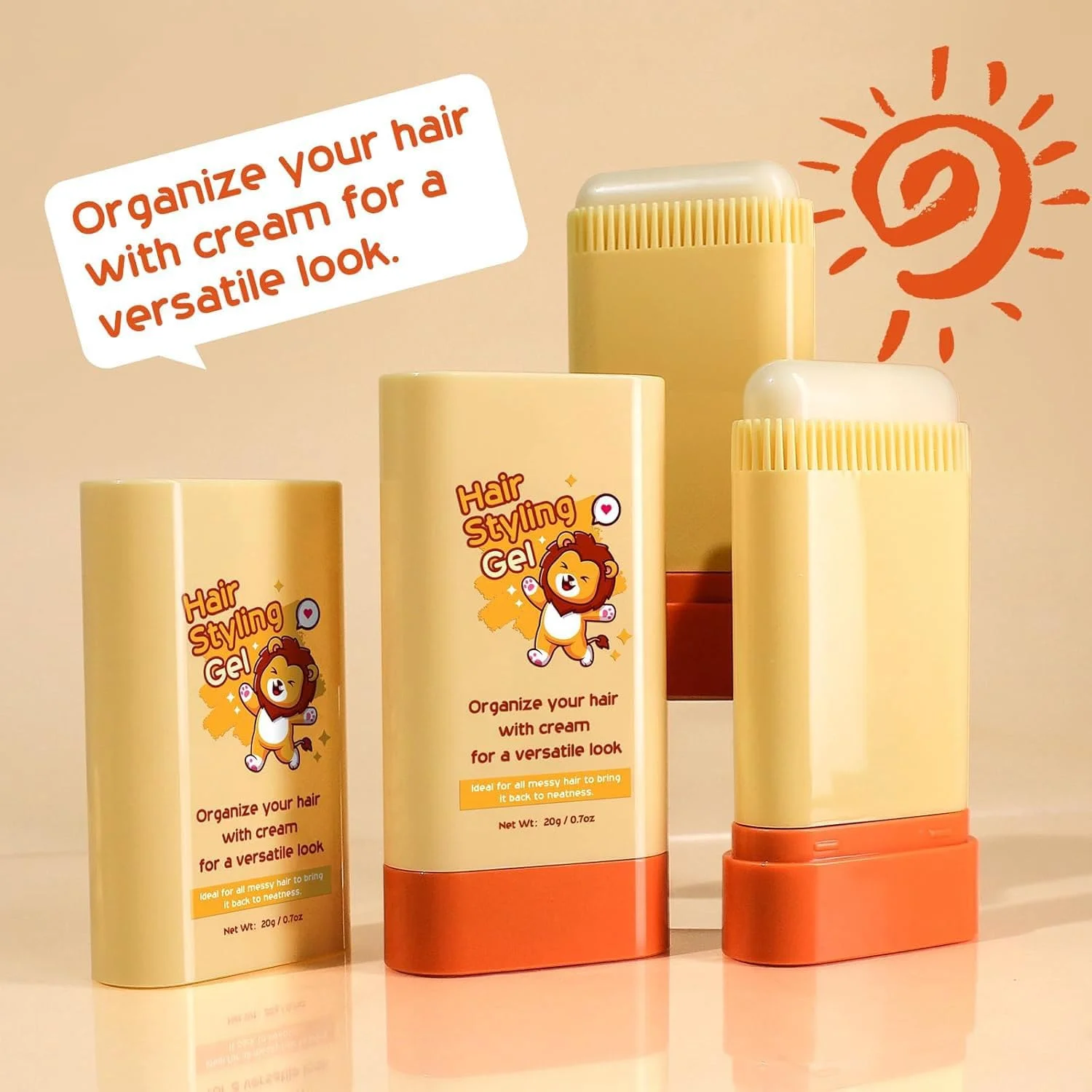 استیک واکس مو برای حالت دادن به موهای کودکان، ژل حالت دهنده موی کودک با طراحی 2 در 1 دارای شانه سرخود و جمع شونده، حالت دهی آسان موهای نوزاد، ژل موی غیر چرب کودک، استیک واکس موی ماندگار برای کودکان (20 گرم)