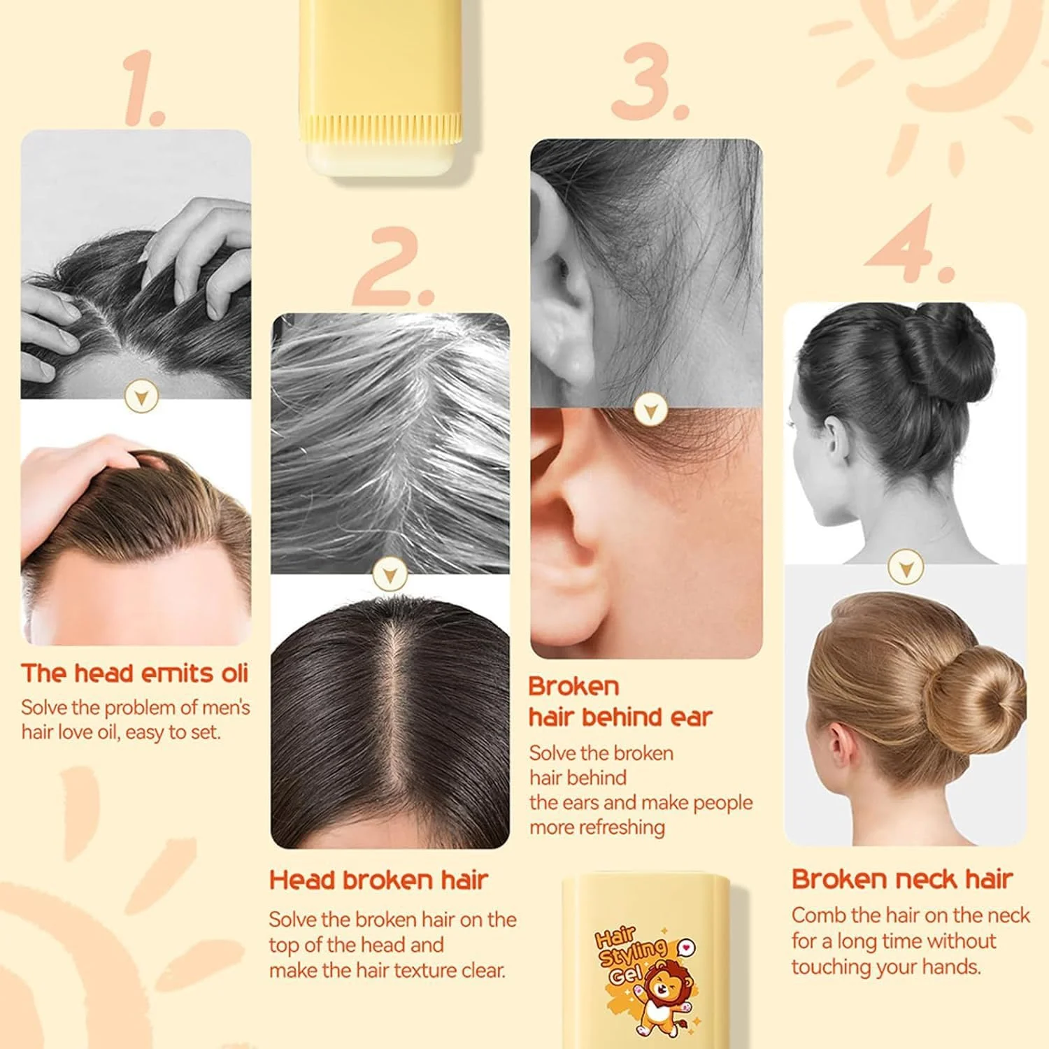 استیک واکس مو برای حالت دادن به موهای کودکان، ژل حالت دهنده موی کودک با طراحی 2 در 1 دارای شانه سرخود و جمع شونده، حالت دهی آسان موهای نوزاد، ژل موی غیر چرب کودک، استیک واکس موی ماندگار برای کودکان (20 گرم)