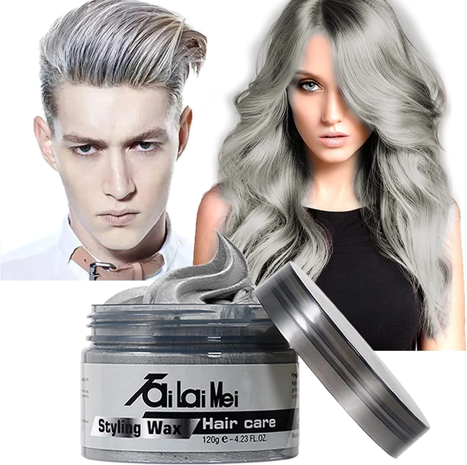 کرم حالت دهنده مو خاکستری نقره ای TailaiMei، کرم حالت دهنده فوری مو، پماد مو برای مهمانی، Cosplay.