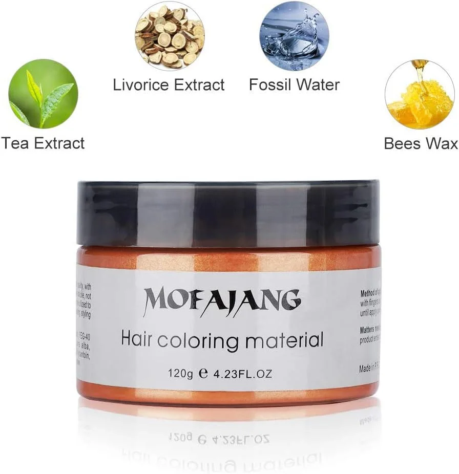 واکس رنگ مو TEEROVA، رنگ موی فوری و موقت، کرم حالت دهنده مو 120 گرمی، پماد موی طبیعی برای مردان و زنان (نارنجی)