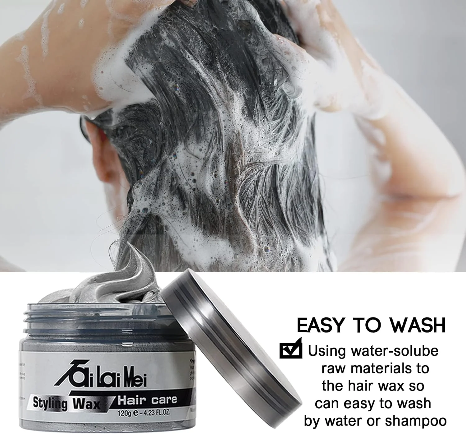 کرم حالت دهنده مو خاکستری نقره ای TailaiMei، کرم حالت دهنده فوری مو، پماد مو برای مهمانی، Cosplay. کرم حالت دهنده مو خاکستری نقره ای TailaiMei، کرم حالت دهنده فوری مو، پماد مو برای مهمانی، Cosplay.