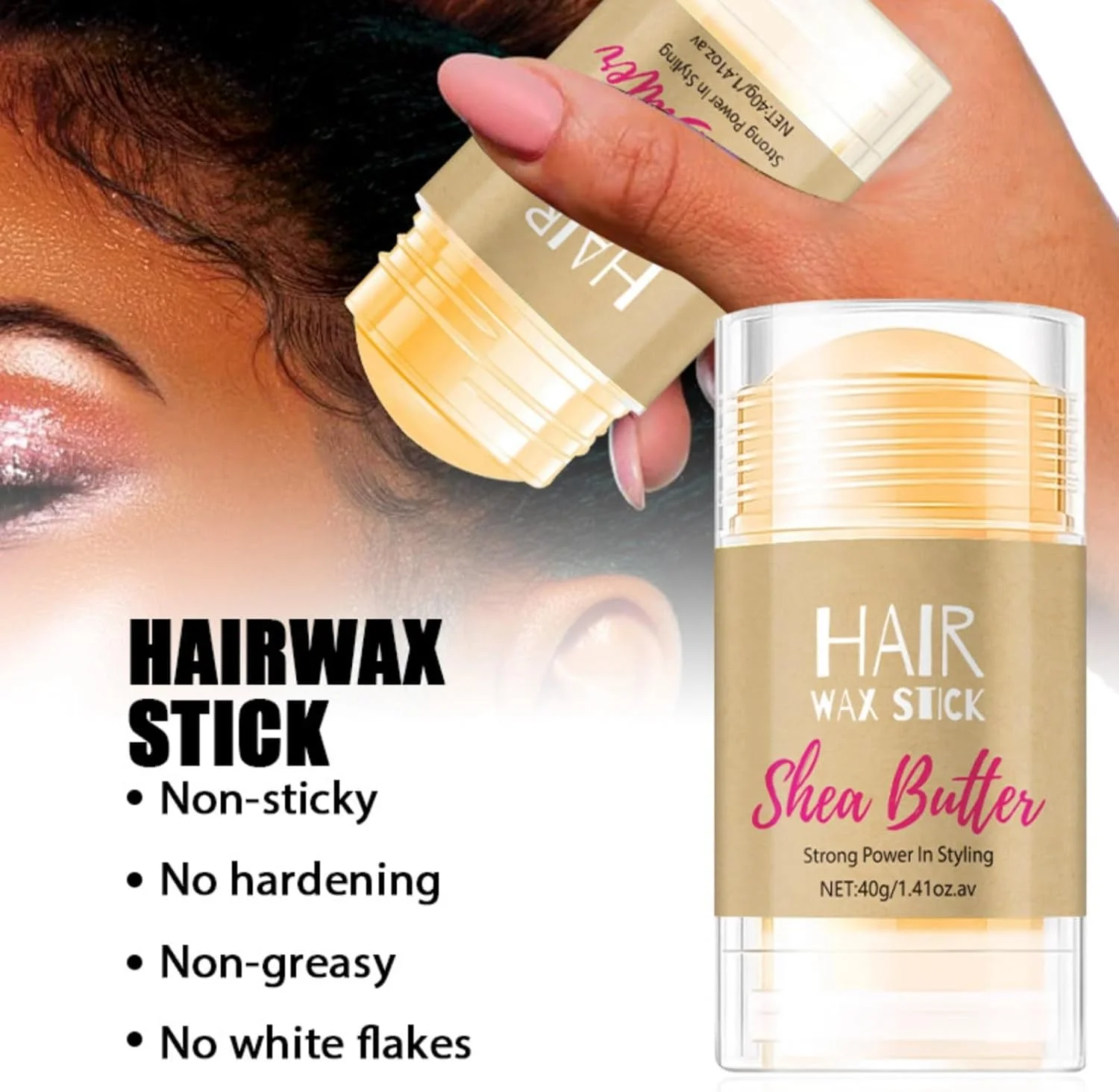 استیک واکس مو برای حالت دهی و صاف کردن وز مو، پماد غیر چرب برای زنان و مردان، افزایش کنترل و حالت دهی لبه مو، 40 گرم