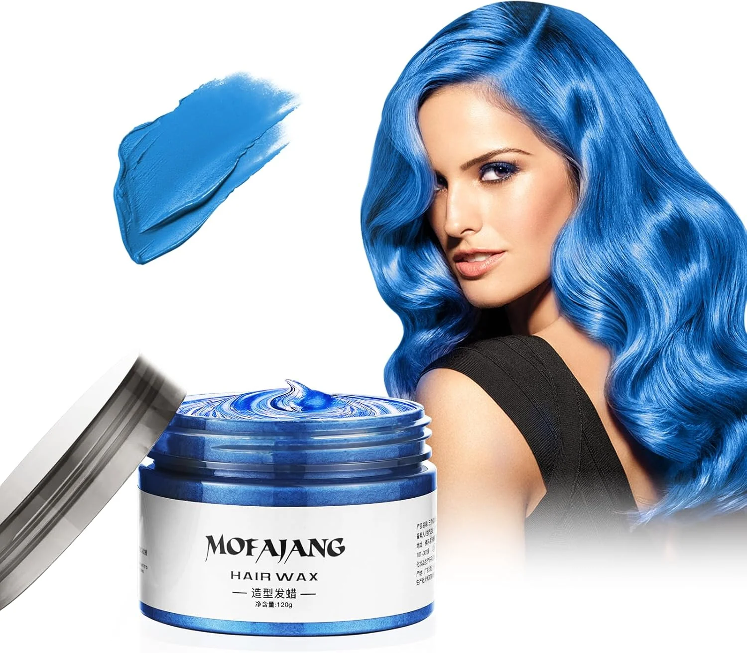 اسپری موقت مو آبی، موم رنگ مو فوری 120 گرم - کرم حالت دهنده مو پماد رنگ مو برای مهمانی و آرایش آسان (1، آبی)