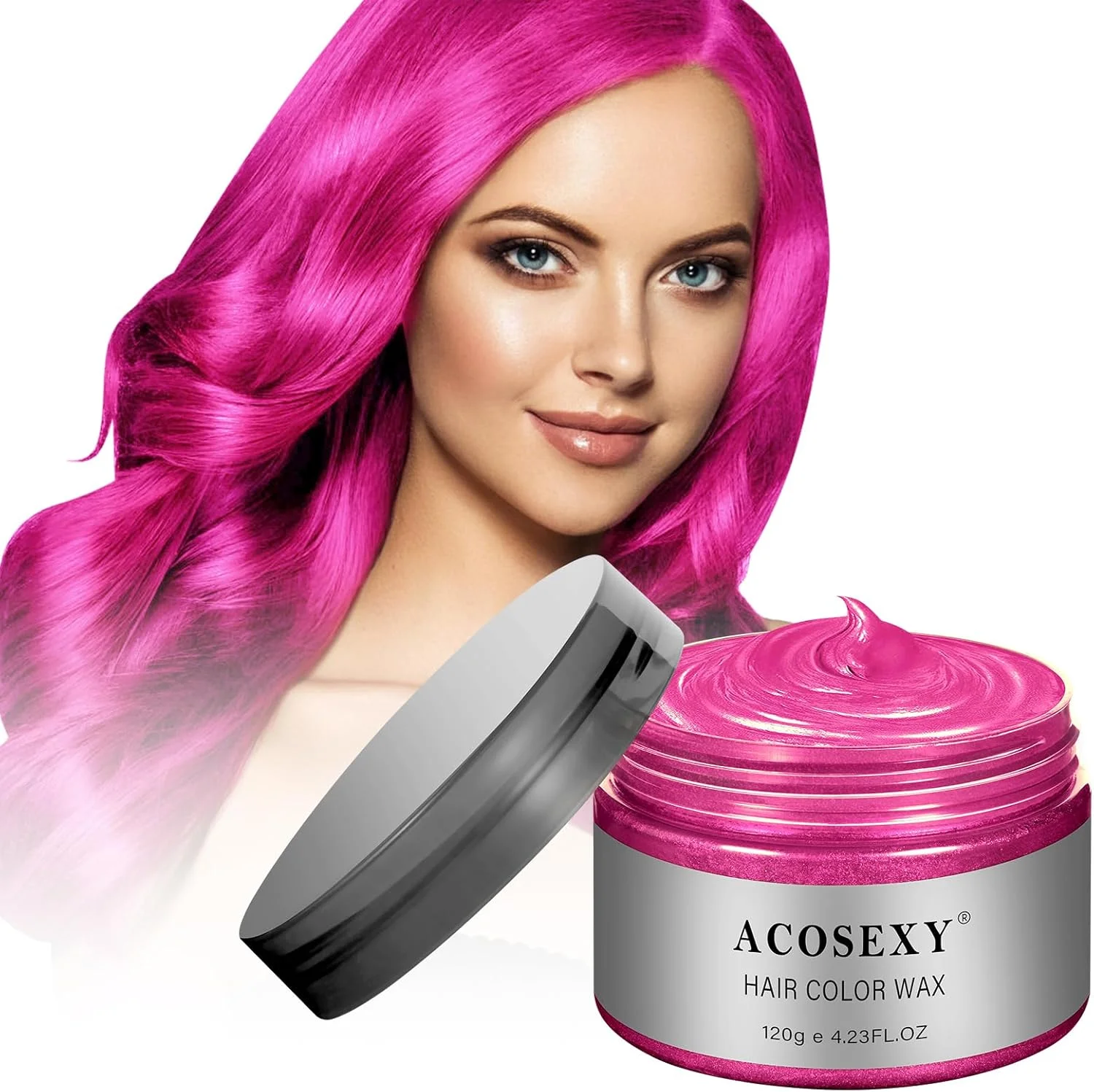 واکس موی موقت، حالت دهنده رنگی مو، کرم ژل رنگ موی طبیعی یکبار مصرف، کرم حالت دهنده فوری مو برای مهمانی، Cosplay، Masquerade و غیره (صورتی)