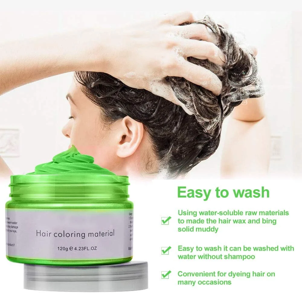 رنگ موی موقت سبز، پماد هالووین، کرم ژل اسپری یکبار مصرف با حالت دهنده قوی طبیعی، کرم حالت دهنده فوری مو برای مهمانی، косплей، جشن بالماسکه (سبز)