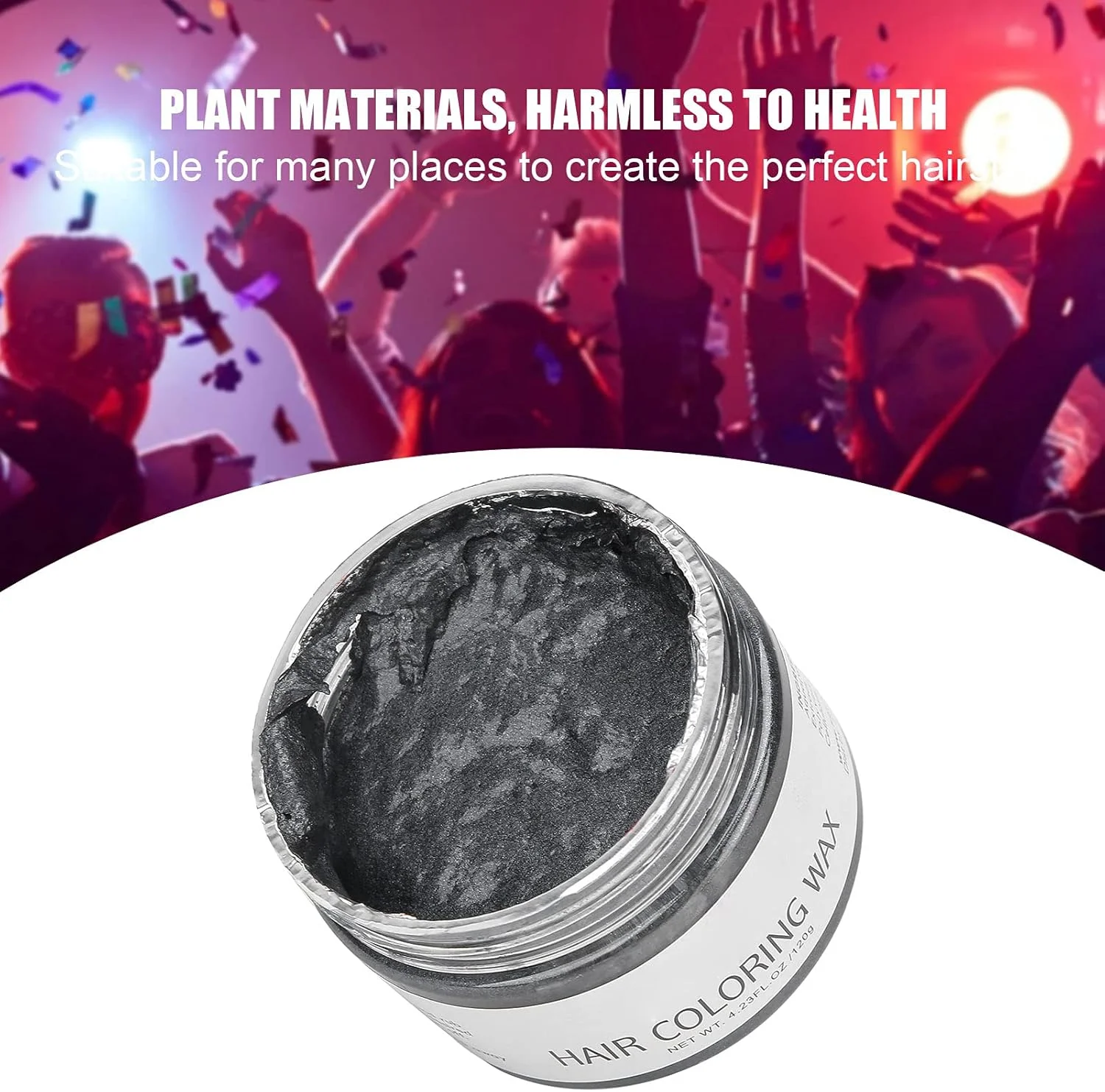 واکس رنگ موقت، 120 گرم، کرم حالت دهنده مو 100% طبیعی، پماد موی فوری برای مهمانی و Cosplay آقایان و بانوان (خاکستری)