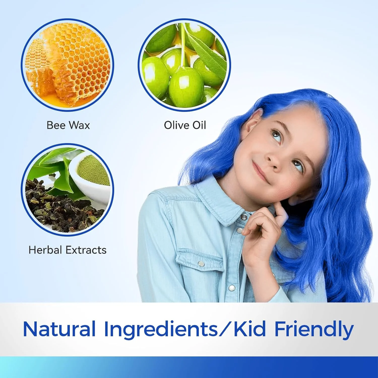 اسپری موقت مو آبی، موم رنگ مو فوری 120 گرم - کرم حالت دهنده مو پماد رنگ مو برای مهمانی و آرایش آسان (1، آبی)