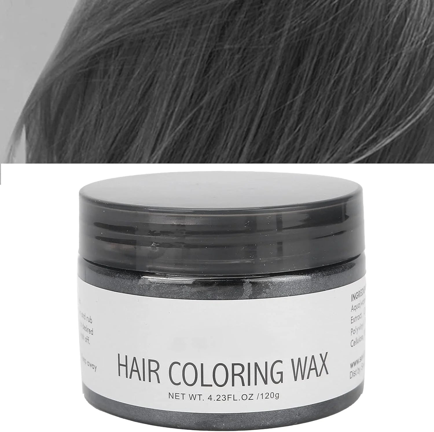 واکس رنگ موقت، 120 گرم، کرم حالت دهنده مو 100% طبیعی، پماد موی فوری برای مهمانی و Cosplay آقایان و بانوان (خاکستری)