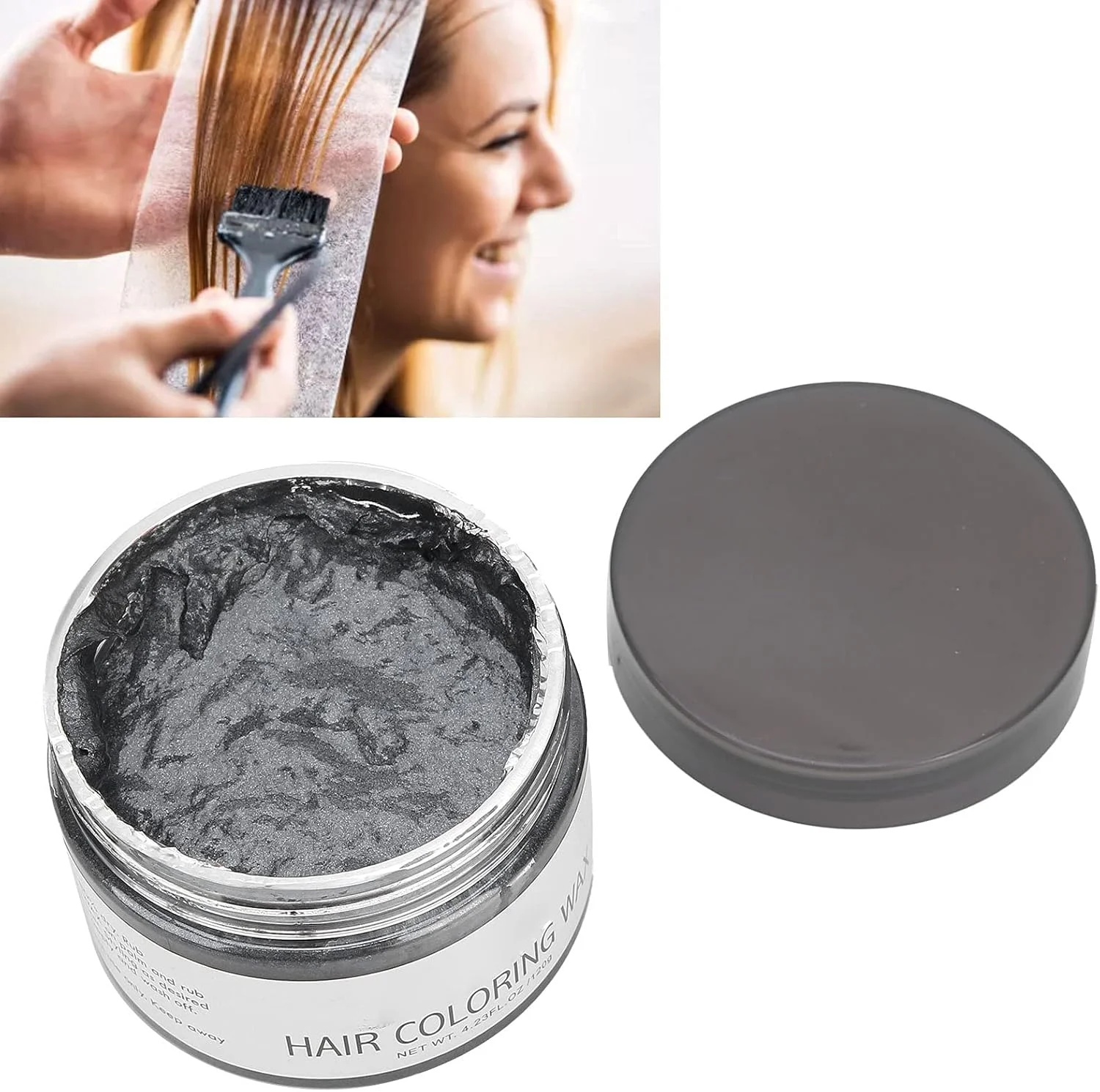 واکس رنگ موقت، 120 گرم، کرم حالت دهنده مو 100% طبیعی، پماد موی فوری برای مهمانی و Cosplay آقایان و بانوان (خاکستری)