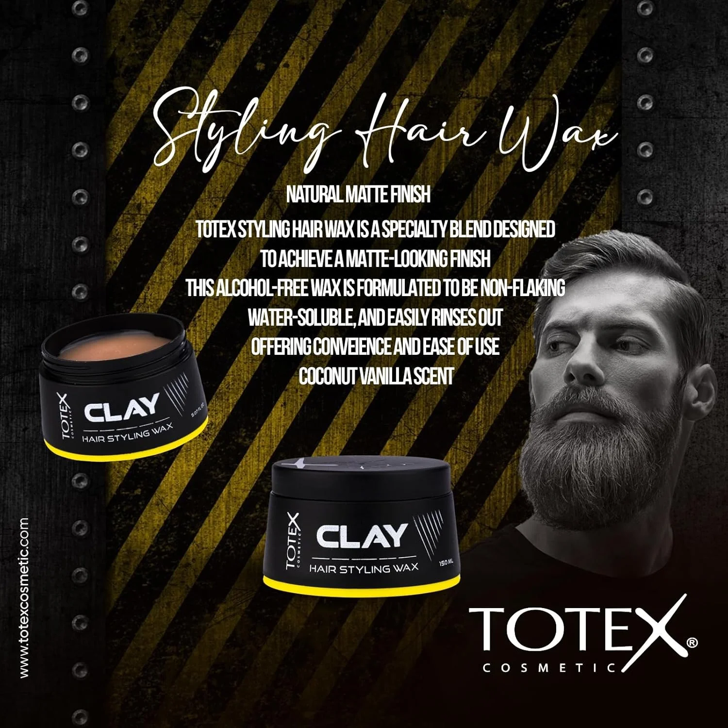 واکس موی رسی حالت دهنده مو مردانه Totex - بافت قوی، ظاهری طبیعی و نامرتب - خمیر حالت دهنده مو با رایحه نارگیل 150 میلی لیتر واکس موی رسی حالت دهنده مو مردانه Totex - بافت قوی، ظاهری طبیعی و نامرتب - خمیر حالت دهنده مو با رایحه نارگیل 150 میلی لیتر