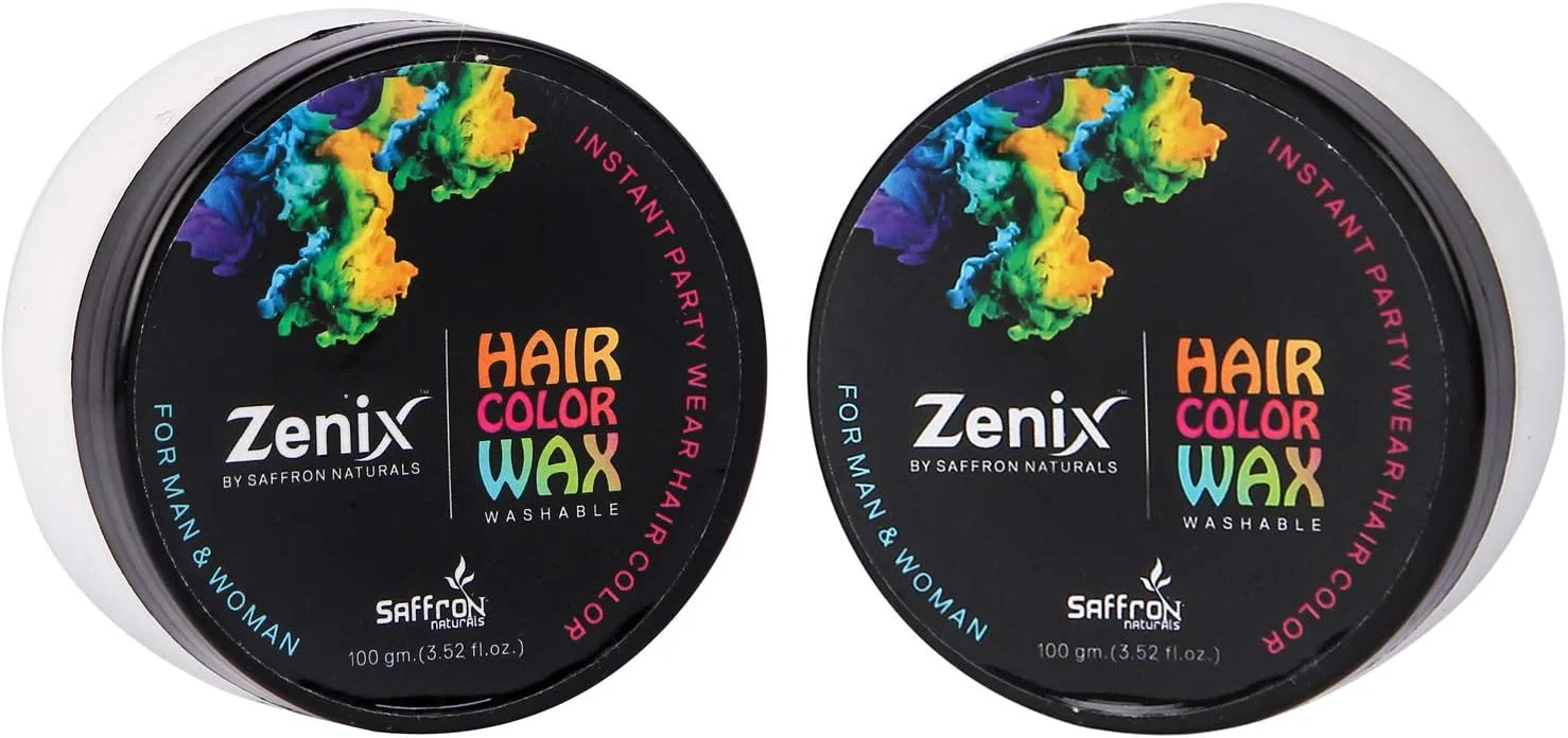 واکس موی رنگی موقت زنیکس، رنگ موی فوری قابل شستشو برای آقایان و بانوان، برای حالت دادن به موها با رنگ سفید، بسته 2 عددی (200 گرم)