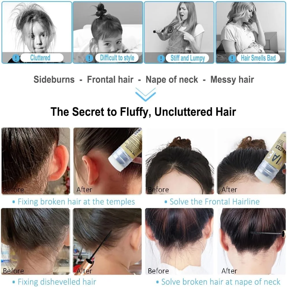 استیک واکس مو، کیت استیک حالت دهنده مو YIAE به همراه 2 عدد استیک مو برای موهای وز شده به همراه شانه مو، واکس بدون چربی برای موهای فر و کنترل لبه مو (75 گرم + 30 میلی لیتر)