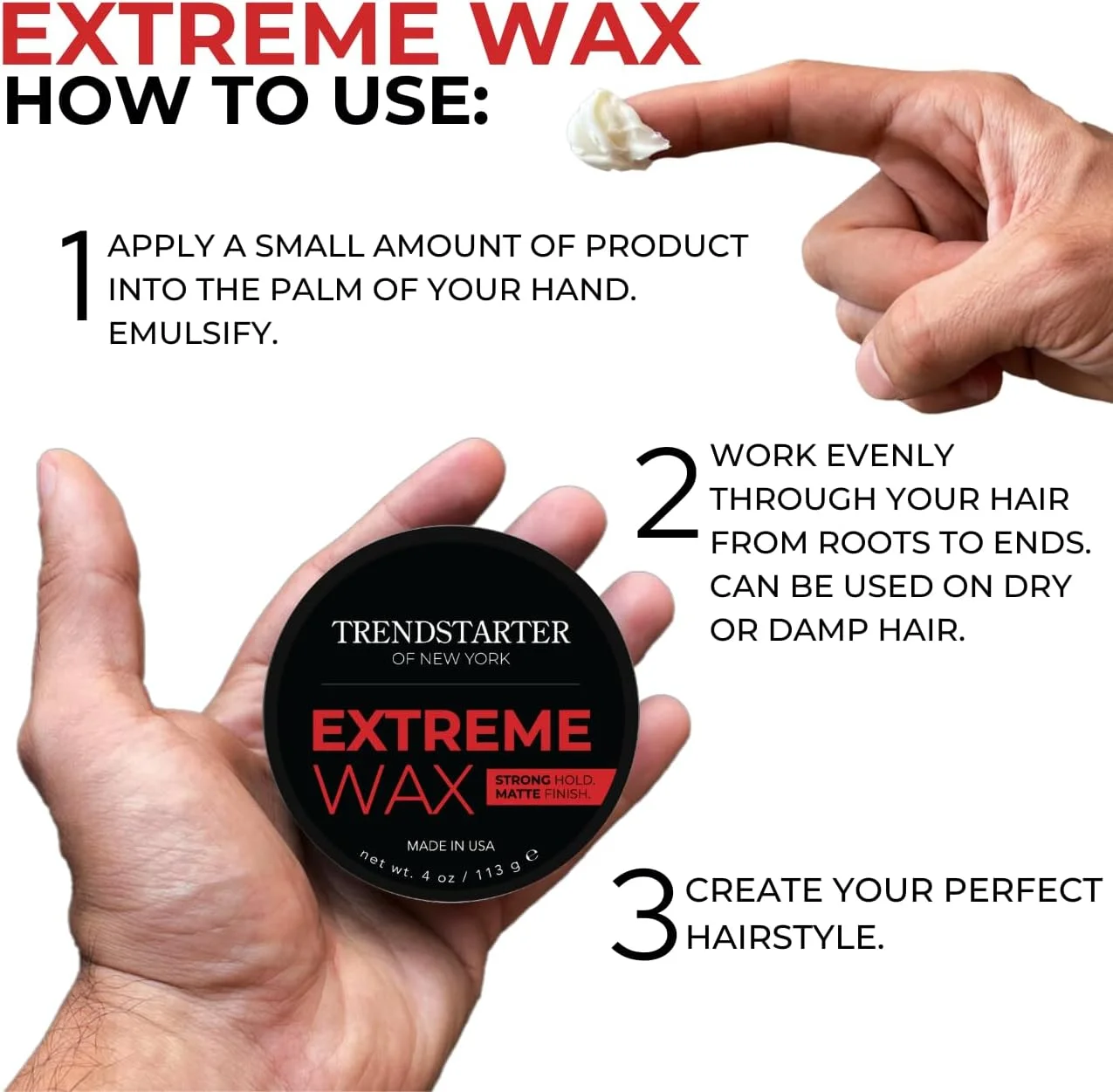 ترنداستارتر - وکس اکستریم (113 گرم) - نگهدارندگی قوی - نمای مات - وکس موی با کیفیت بر پایه آب و بدون ایجاد شوره برای انواع مو - حالت دهنده مو با ماندگاری تمام روز ترنداستارتر - وکس اکستریم (113 گرم) - نگهدارندگی قوی - نمای مات - وکس موی با کیفیت بر پایه آب و بدون ایجاد شوره برای انواع مو - حالت دهنده مو با ماندگاری تمام روز