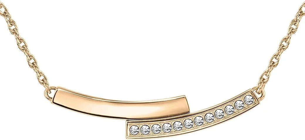 گردنبند زنانه Hbj Hugo Boss Saya 1580280، استیل با روکش طلای میخک اندود شده یونی با کریستال، سایز واحد