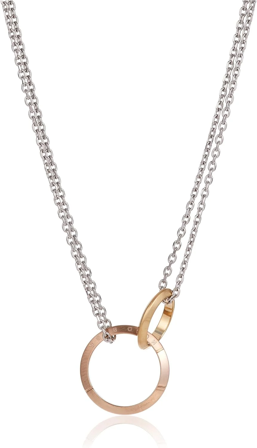آویز زنانه هوگو باس با زنجیر، استیل ضد زنگ سه رنگ - 1580111