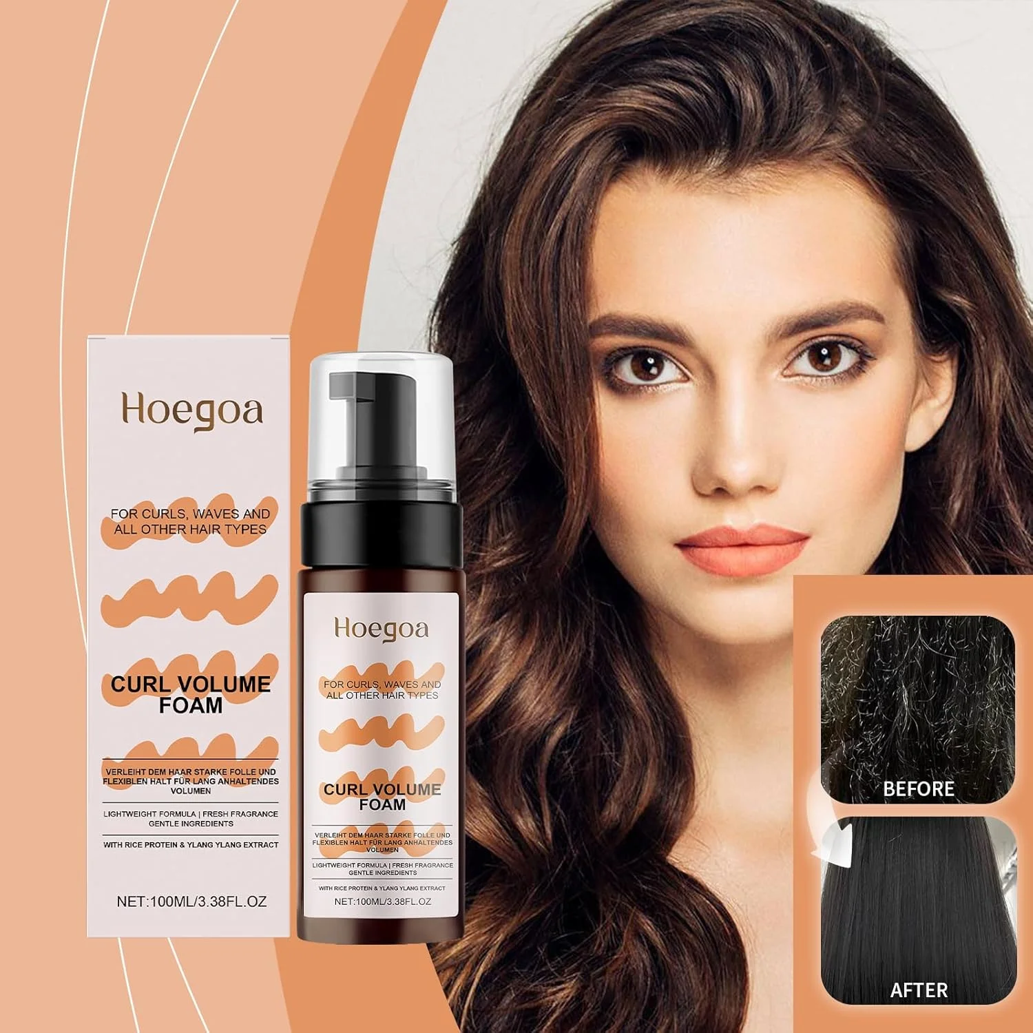 موس حالت دهنده فر و ژل مشخص کننده برای فرهای فنری بی نقص، موس حالت دهنده با پروتئین های گیاهی برای نگه داشتن طولانی مدت، مشخص کردن موج ها، افزودن درخشش و حجم، بدون ایجاد حس خشکی، پایان بدون وز، 150 میلی لیتر برای همه موها