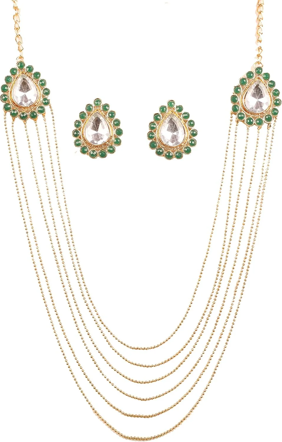 تاچ استون جدید! "مجموعه کندن معاصر" گردنبند طرح کندن منبت کاری شده به سبک بالیوود موغال هندی، با زمرد مصنوعی، طراحی انحصاری، با روکش طلای عتیقه برای بانوان تاچ استون جدید! "مجموعه کندن معاصر" گردنبند طرح کندن منبت کاری شده به سبک بالیوود موغال هندی، با زمرد مصنوعی، طراحی انحصاری، با روکش طلای عتیقه برای بانوان