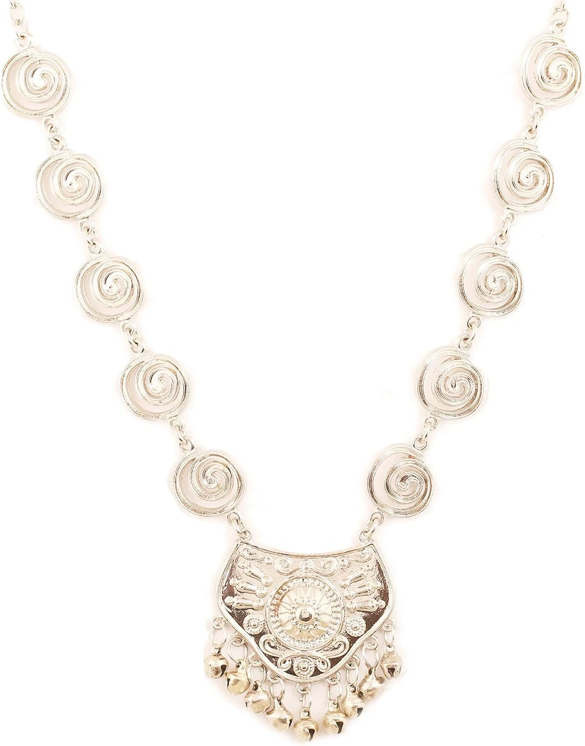 ست گردنبند زنانه تاچ استون، طراحی الهام گرفته از جواهرات هندی بالیوود، طرح بوهمی و قبیلهای، با نقوش زیبا و برش دستی، رنگ نقرهای اکسید شده ست گردنبند زنانه تاچ استون، طراحی الهام گرفته از جواهرات هندی بالیوود، طرح بوهمی و قبیلهای، با نقوش زیبا و برش دستی، رنگ نقرهای اکسید شده