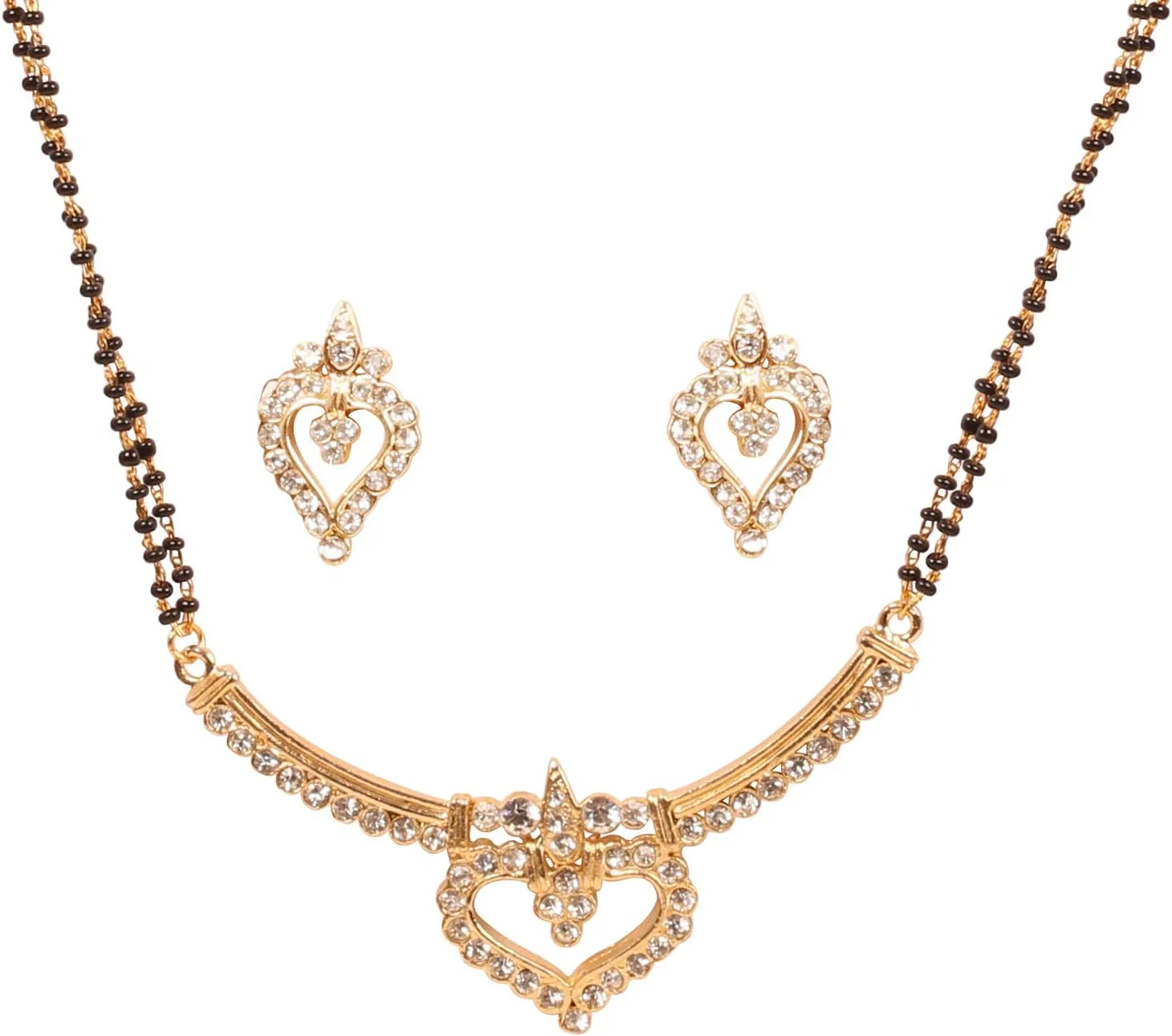 ست جواهرات منگالسوترای سنتی عروسی هندی بالیوود تاچ استون، مهره های مشکی با رنگ طلایی و نقره ای برای زنان. ست جواهرات منگالسوترای سنتی عروسی هندی بالیوود تاچ استون، مهره های مشکی با رنگ طلایی و نقره ای برای زنان.