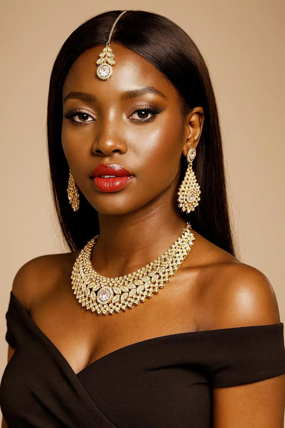 ست جواهرات هندی تاچ استون زنانه شامل گردنبند مجلسی عروس نگین دار، گوشواره عروس، مناسب مراسم رسمی، طرح یقه، نگین های ترندی دسی، مانگ تیکا، فشن، در رنگ های طلایی یا نقره ای ست جواهرات هندی تاچ استون زنانه شامل گردنبند مجلسی عروس نگین دار، گوشواره عروس، مناسب مراسم رسمی، طرح یقه، نگین های ترندی دسی، مانگ تیکا، فشن، در رنگ های طلایی یا نقره ای