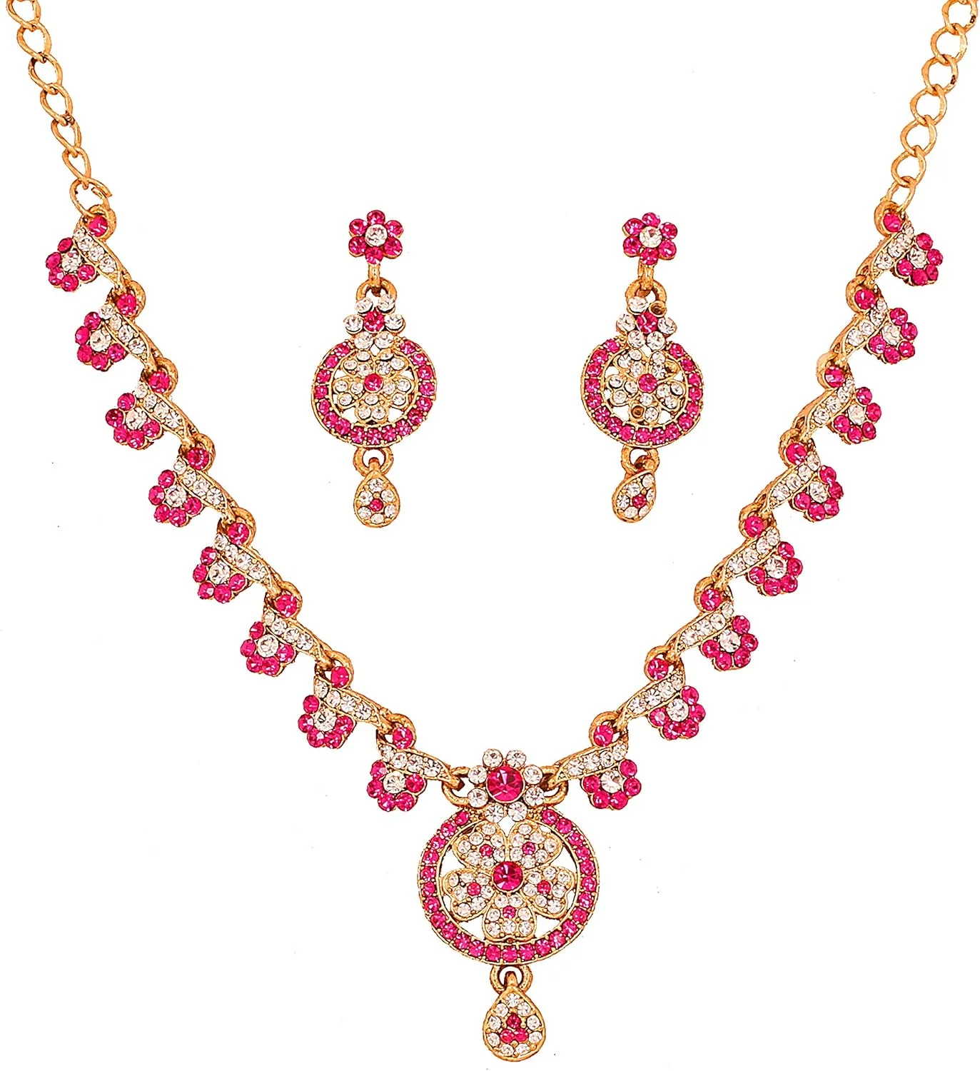 ست گردنبند شیک با روکش طلای عتیقه تاچ استون زنانه ست گردنبند شیک با روکش طلای عتیقه تاچ استون زنانه