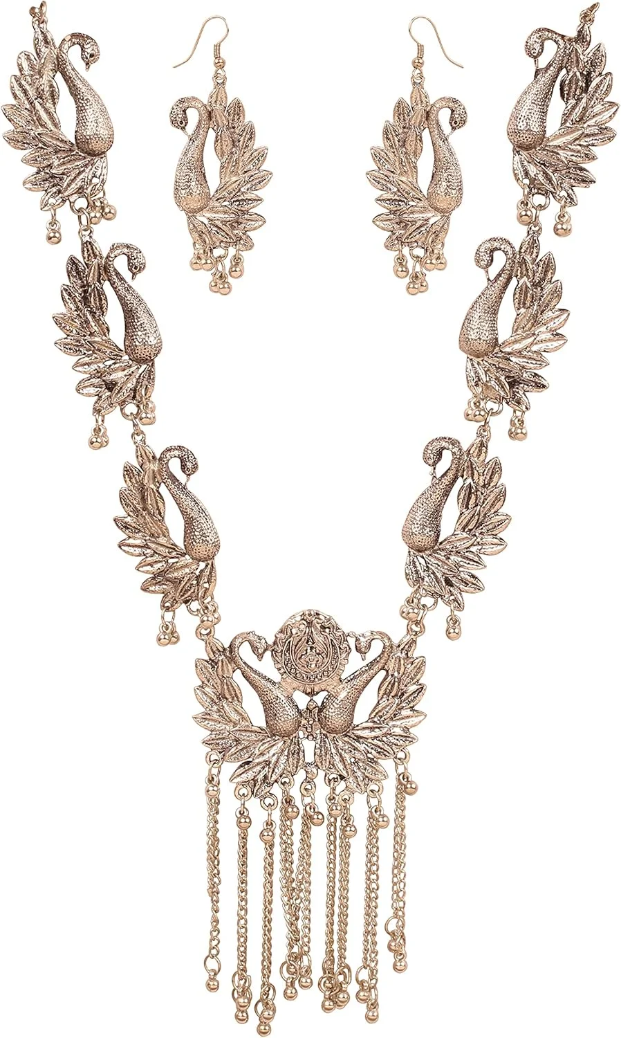 تاچ استون گردنبند طرح طاووس نقره ای اکسید شده، طراحی هندی زیبا و دست ساز برای زنان تاچ استون گردنبند طرح طاووس نقره ای اکسید شده، طراحی هندی زیبا و دست ساز برای زنان