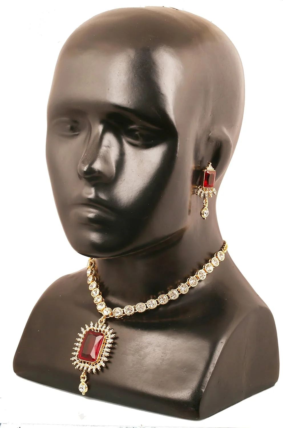 ست گردنبند جواهرات طرح هندی تاچ استون، با نگین های درخشان و طراحی رنگارنگ، مناسب مجالس عروسی، با روکش طلایی و نقره ای برای بانوان ست گردنبند جواهرات طرح هندی تاچ استون، با نگین های درخشان و طراحی رنگارنگ، مناسب مجالس عروسی، با روکش طلایی و نقره ای برای بانوان