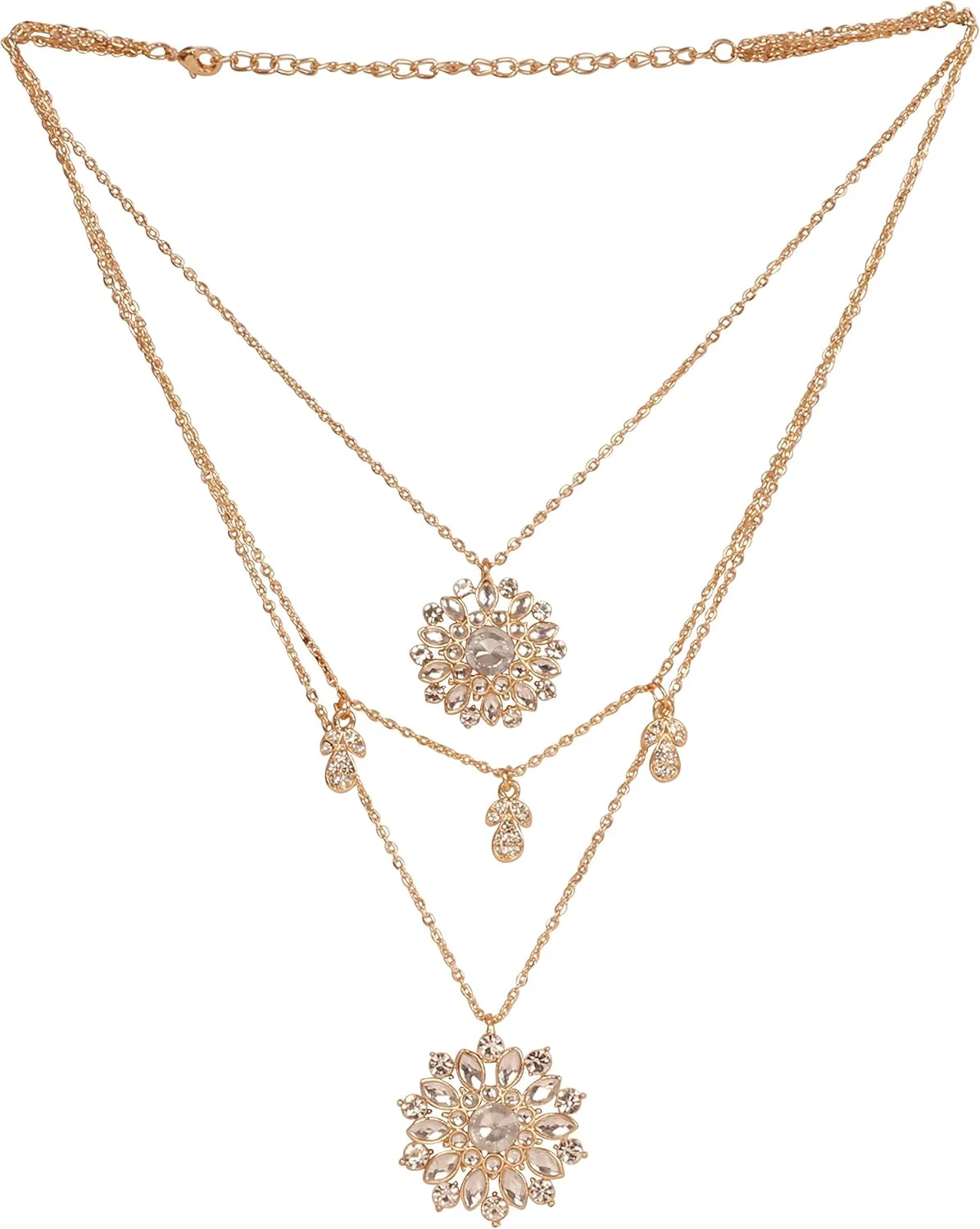 تاچ استون، سبک زیبای بالیوود هندی، طرح قلب نمادین عشق، ظاهری جذاب، زنجیر سه تایی بادوام با روکش طلایی برای بانوان. تاچ استون، سبک زیبای بالیوود هندی، طرح قلب نمادین عشق، ظاهری جذاب، زنجیر سه تایی بادوام با روکش طلایی برای بانوان.