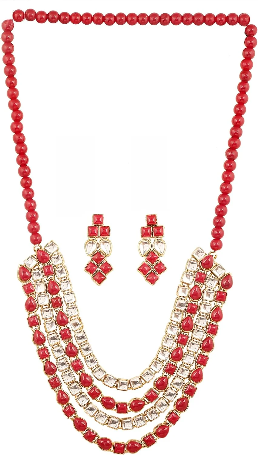 ست گردنبند زنانه طرح هندی بالیوودی تاچ استون با طراحی هنری سیمپیچی شده و طرح مارپیچ، مناسب عروس، با روکش طلایی ست گردنبند زنانه طرح هندی بالیوودی تاچ استون با طراحی هنری سیمپیچی شده و طرح مارپیچ، مناسب عروس، با روکش طلایی