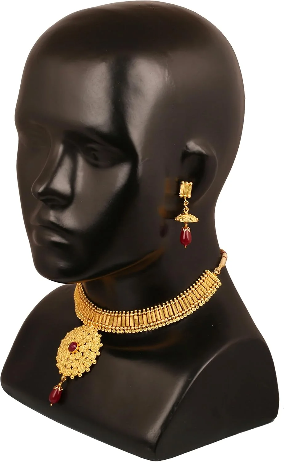 ست گردنبند زنانه طرح هندی بالیوودی تاچ استون با طراحی هنری سیمپیچی شده و طرح مارپیچ، مناسب عروس، با روکش طلایی ست گردنبند زنانه طرح هندی بالیوودی تاچ استون با طراحی هنری سیمپیچی شده و طرح مارپیچ، مناسب عروس، با روکش طلایی