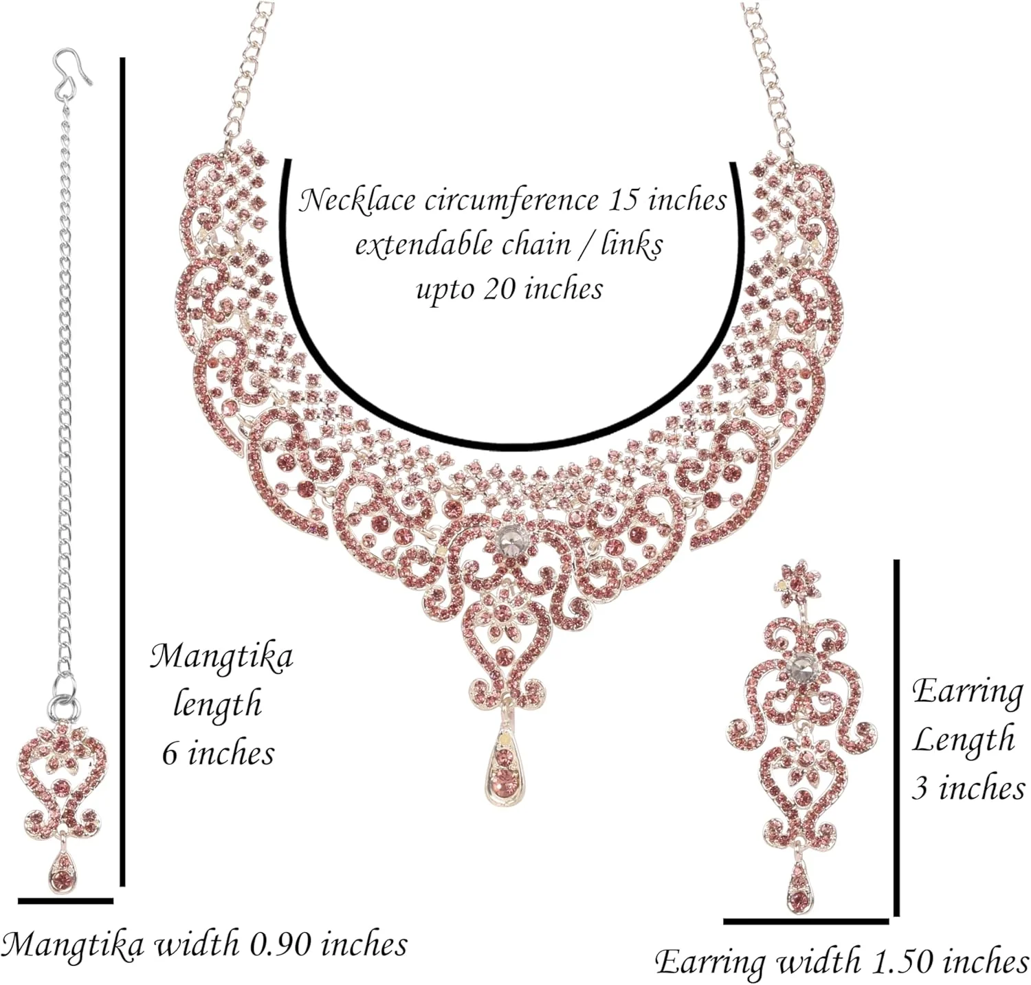 تاچ استون ست گردنبند و مانگتیکا طرح پرنسس دیانا، نگین دار، طرح الماس، سنگ های بدلی سفید و کوارتز گل رز صورتی، زیورآلات طراح هندی بالیوودی، رنگ نقره ای، مناسب بانوان تاچ استون ست گردنبند و مانگتیکا طرح پرنسس دیانا، نگین دار، طرح الماس، سنگ های بدلی سفید و کوارتز گل رز صورتی، زیورآلات طراح هندی بالیوودی، رنگ نقره ای، مناسب بانوان