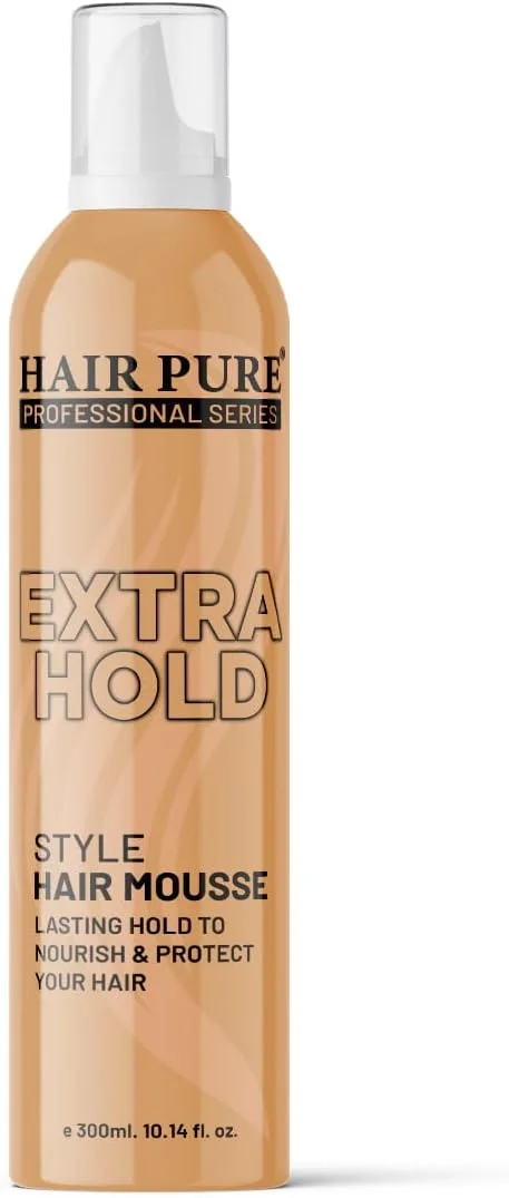 موس مو حالت دهنده قوی Hair Pure با ماندگاری طولانی و پرو ویتامین B5، حجم دهنده و براق کننده مو، 300 میلی لیتر