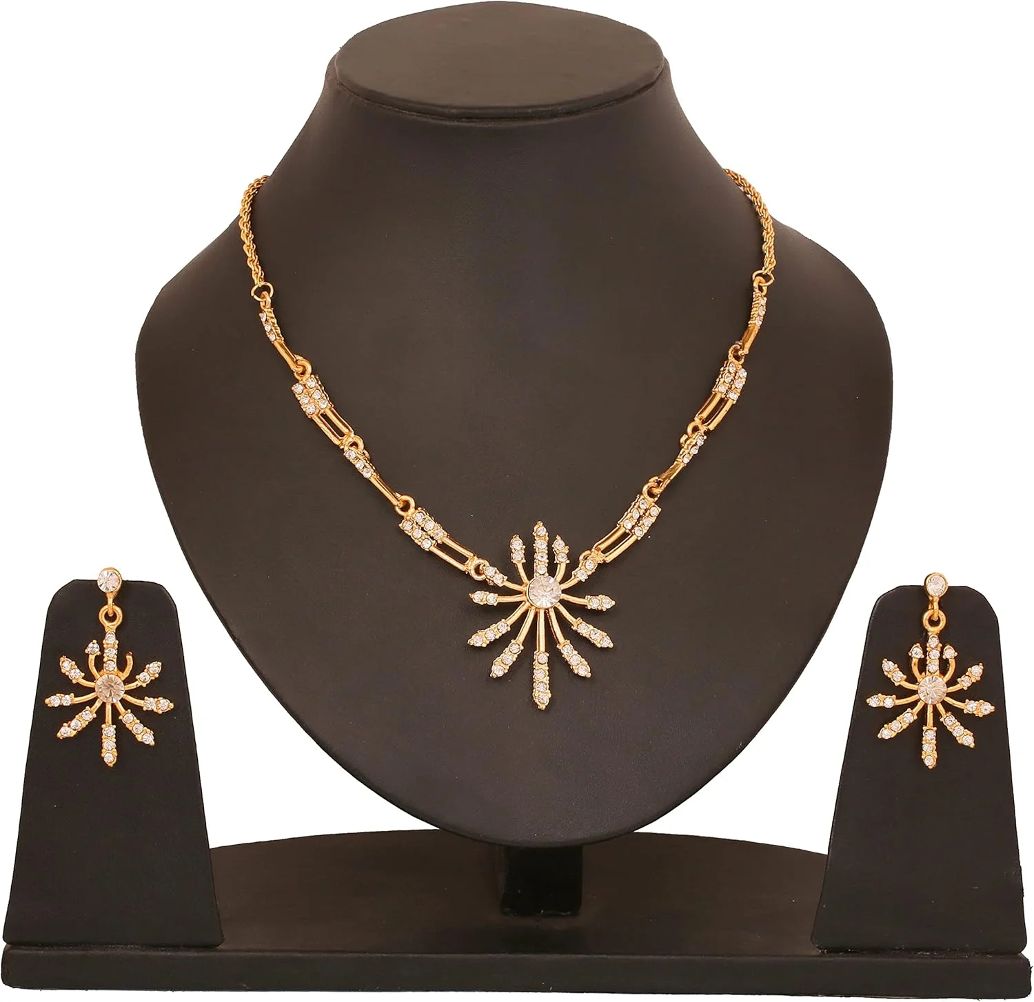 تاچ استون ست گردنبند جواهرات طرح هندی بالیوودی با کریستال های نگین دار و طرح الماس، مناسب مجالس عروسی، با رنگ های متنوع طلایی و نقره ای برای بانوان