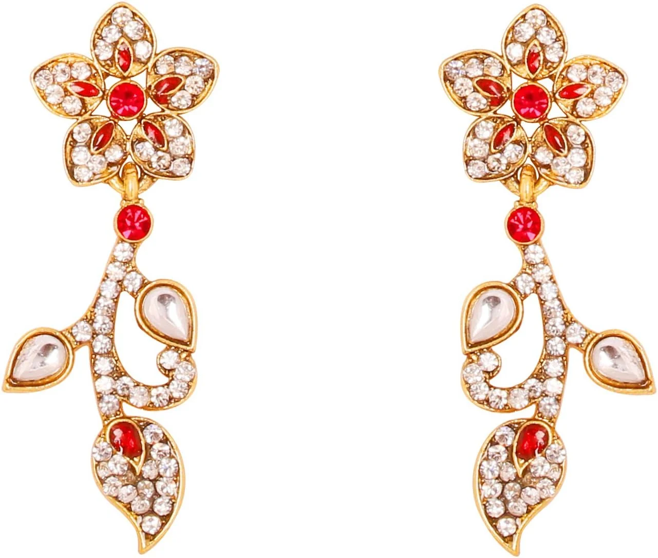 گردنبند مجلسی زنانه تاچ استون با طرح بوته جقه و کریستال، طلایی عتیقه گردنبند مجلسی زنانه تاچ استون با طرح بوته جقه و کریستال، طلایی عتیقه