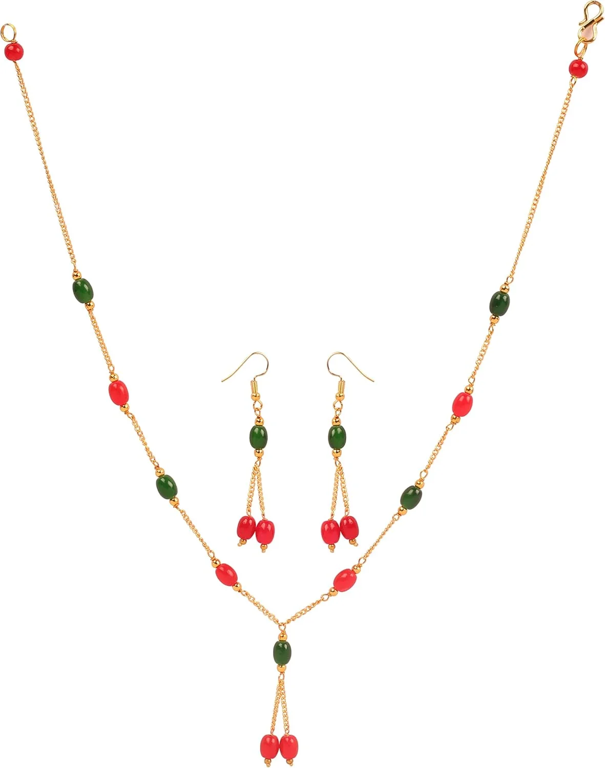 ست گردنبند زنانه تاچ استون با رنگ های قرمز و سبز - MEST-099-01-Y ست گردنبند زنانه تاچ استون با رنگ های قرمز و سبز - MEST-099-01-Y