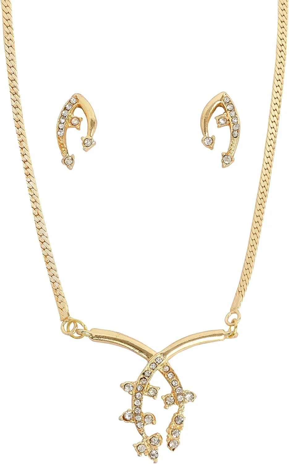 ست گردنبند و گوشواره زنانه با طرح همپوشانی تاچ استون ست گردنبند و گوشواره زنانه با طرح همپوشانی تاچ استون