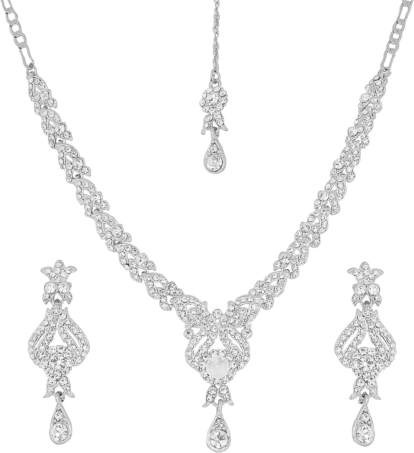 ست گردنبند مجلسی زنانه با روکش رودیوم تاچ استون ست گردنبند مجلسی زنانه با روکش رودیوم تاچ استون