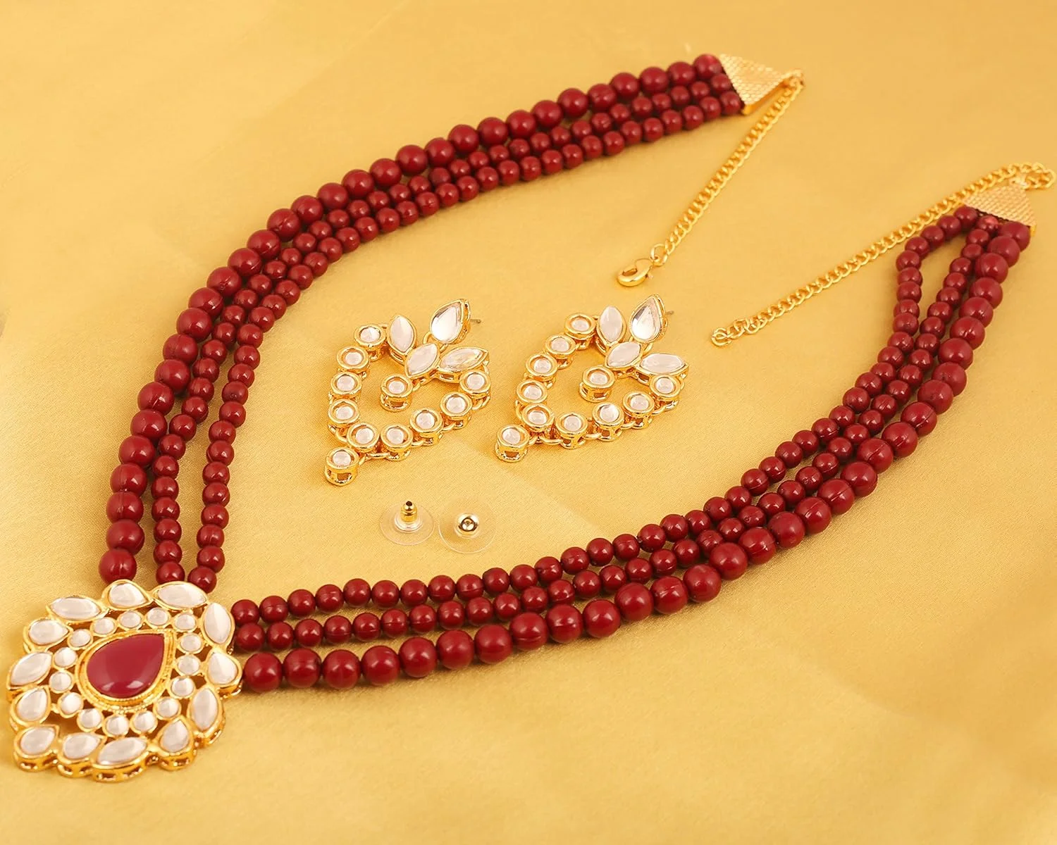 تاچ استون جدید! "مجموعه کندن معاصر" جواهرات طراح عروسی بلند با مهره های یاقوت سرخ مصنوعی با ظاهر کندن، با ظرافت نفیس مغول، طلایی عتیقه، مناسب برای زنان. تاچ استون جدید! "مجموعه کندن معاصر" جواهرات طراح عروسی بلند با مهره های یاقوت سرخ مصنوعی با ظاهر کندن، با ظرافت نفیس مغول، طلایی عتیقه، مناسب برای زنان.