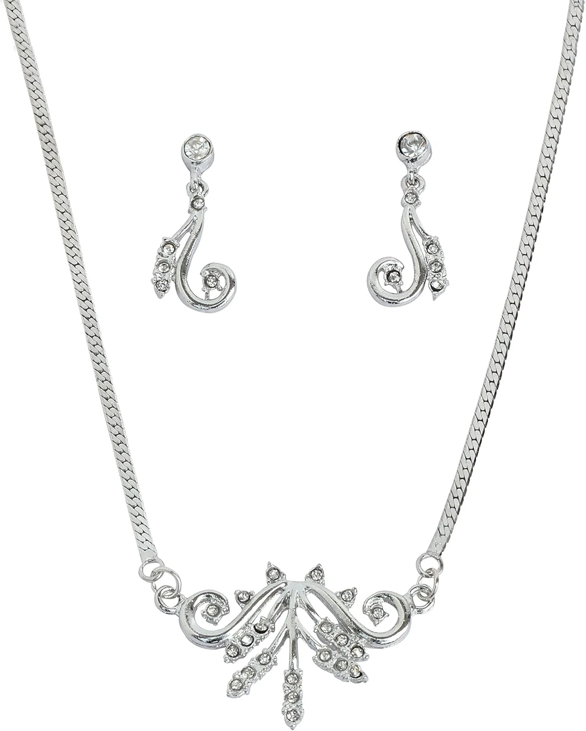 ست گردنبند نقره ای تاچ استون زنانه ست گردنبند نقره ای تاچ استون زنانه