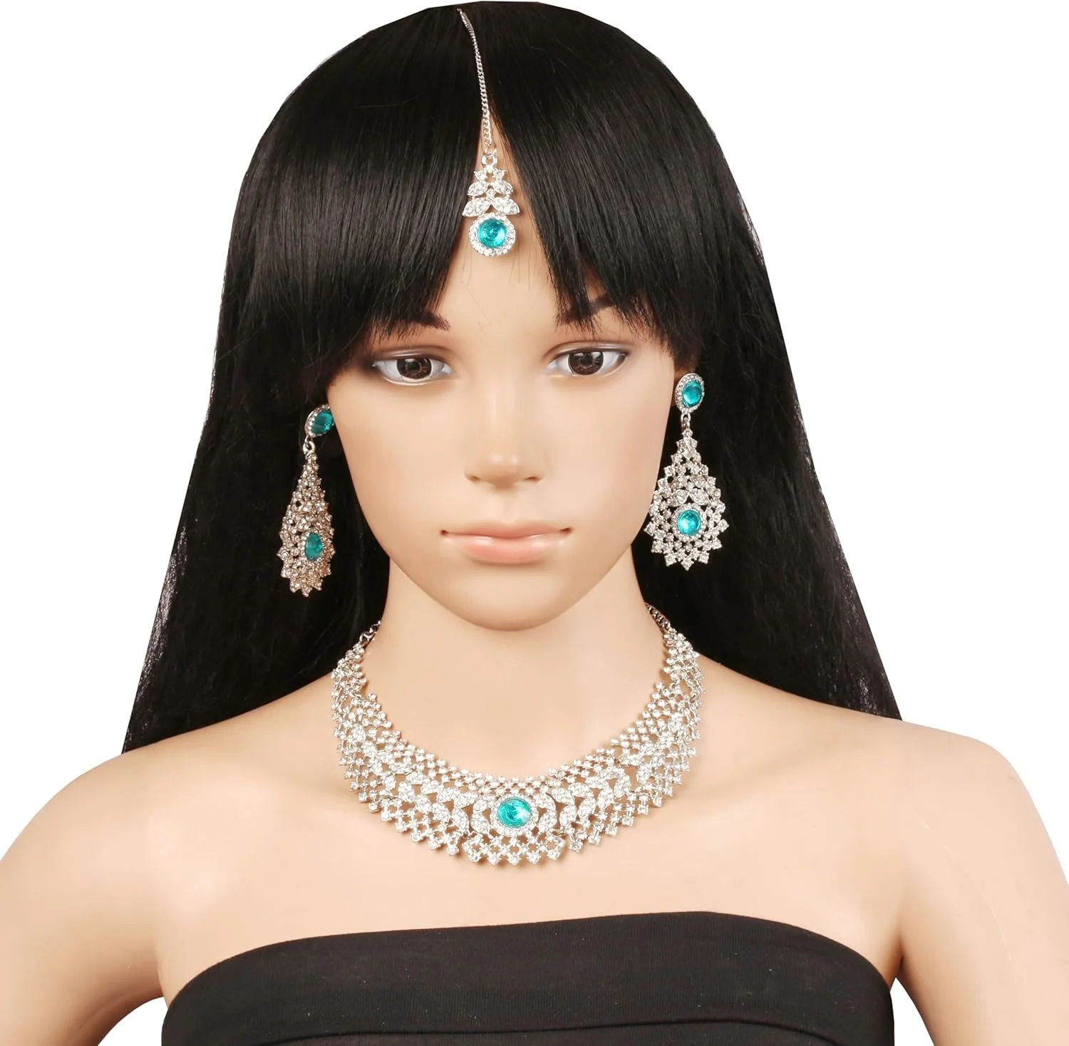 گردنبند عروس مانگتیکا طرح ریولی معکوس نگین دار سبز نعنایی با روکش نقره ای گردنبند عروس مانگتیکا طرح ریولی معکوس نگین دار سبز نعنایی با روکش نقره ای