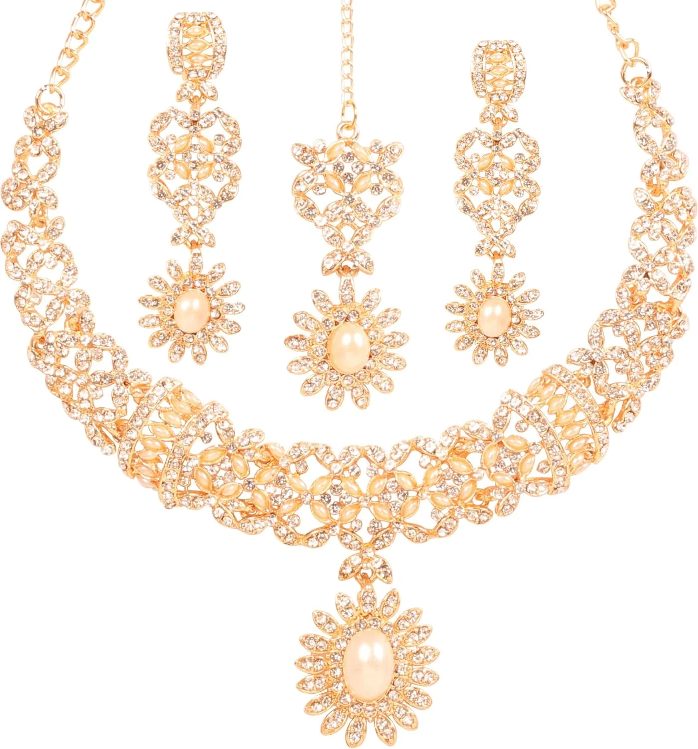 ست جواهرات هندی تاچ استون برای زنان، گردنبند طلایی کوندا، گوشواره های سنتی، تیکا، سبک بالیوودی، کریستال سفید، هدیه مهمان، لباس عروس، لوازم جانبی ظریف ست جواهرات هندی تاچ استون برای زنان، گردنبند طلایی کوندا، گوشواره های سنتی، تیکا، سبک بالیوودی، کریستال سفید، هدیه مهمان، لباس عروس، لوازم جانبی ظریف