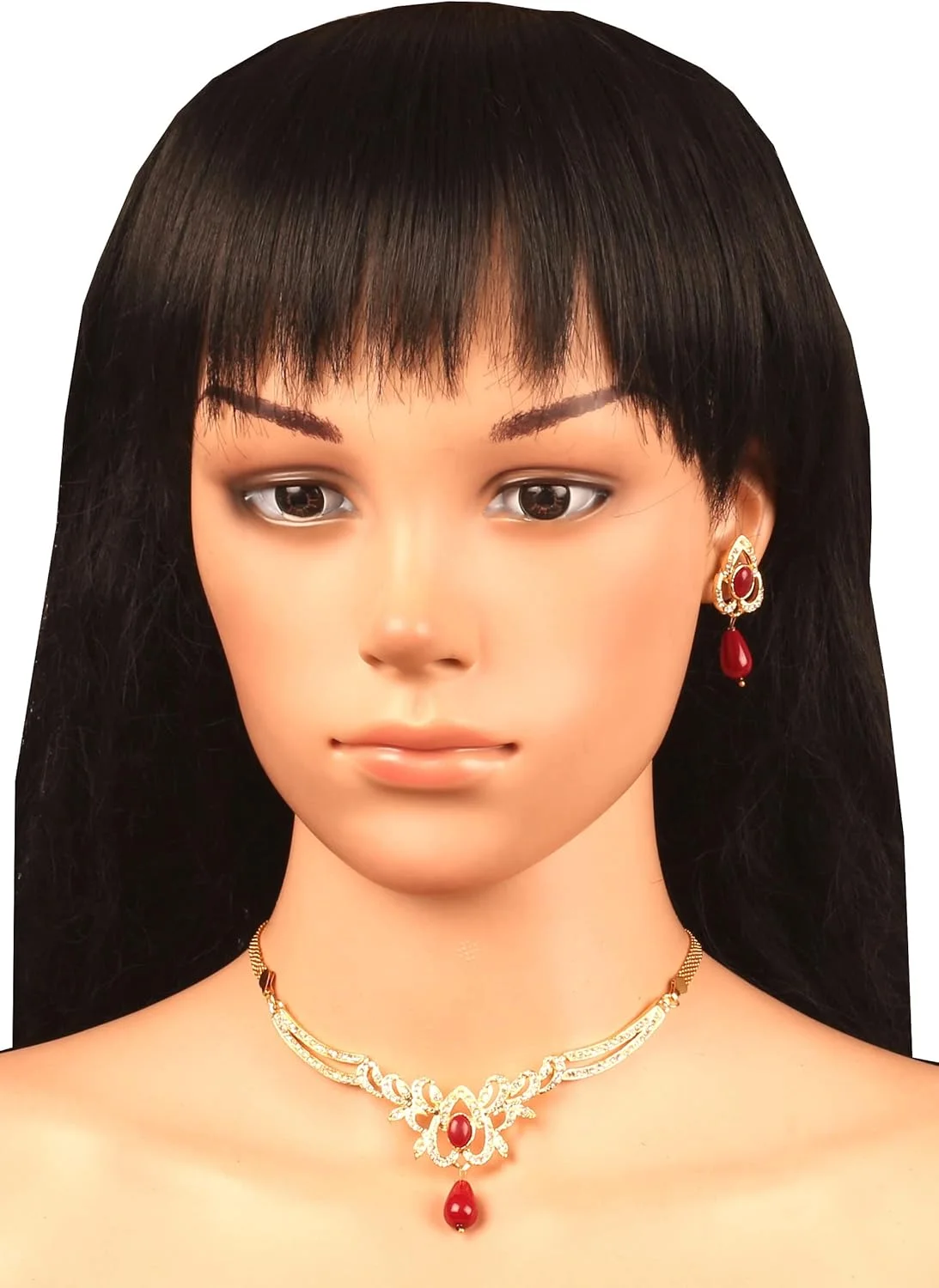 ست گردنبند جواهرات طراح عروس هندی بالیوود تاچ استون برای زنان.PWNSL204-02AR-Y، فلزی، بدون سنگ قیمتی ست گردنبند جواهرات طراح عروس هندی بالیوود تاچ استون برای زنان.PWNSL204-02AR-Y، فلزی، بدون سنگ قیمتی