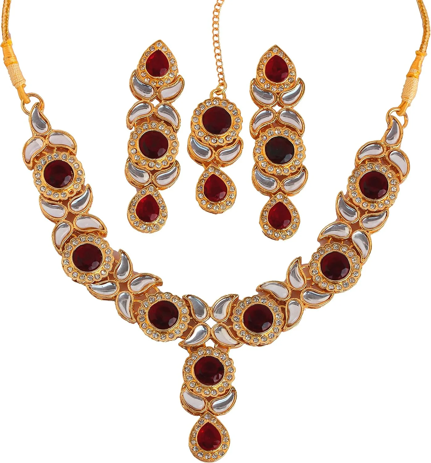 ست گردنبند زنانه نگین دار مارون Touchstone با طرح کندان ست گردنبند زنانه نگین دار مارون Touchstone با طرح کندان