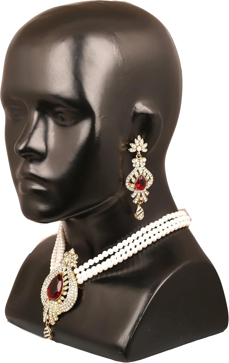 تاچ استون ست گردنبند رانی هار زنانه با نگین های یاقوت سرخ مصنوعی، زمرد و مرواریدهای مصنوعی سفید، طراحی سنتی و زیبا به رنگ طلایی عتیقه تاچ استون ست گردنبند رانی هار زنانه با نگین های یاقوت سرخ مصنوعی، زمرد و مرواریدهای مصنوعی سفید، طراحی سنتی و زیبا به رنگ طلایی عتیقه