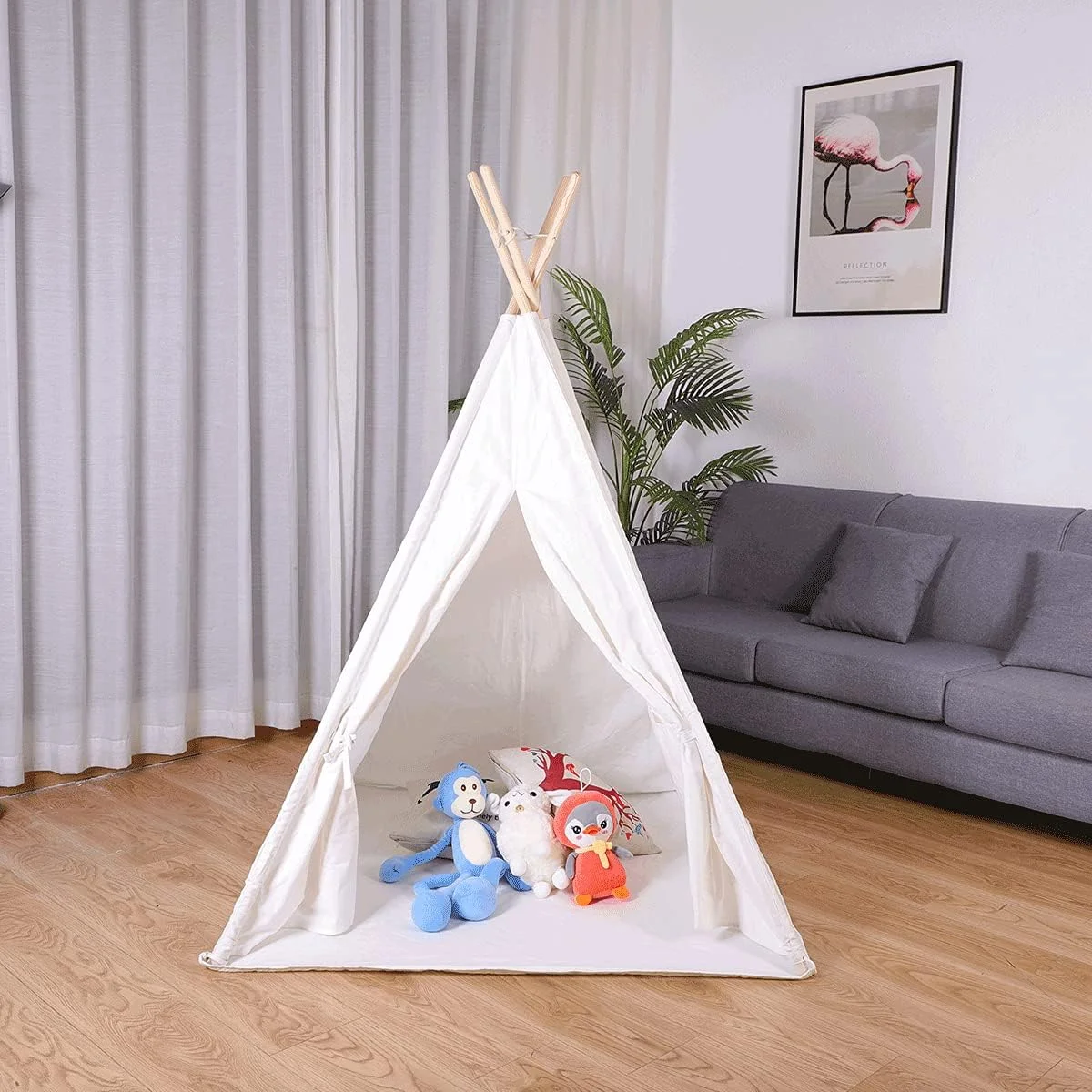 چادر تیپی بازی کودکان - چادر تاشو کودکان به سبک سرخپوستی با زیرانداز - 4 میله چوبی و پارچه برزنتی با زیرانداز، مناسب فضای داخلی و خارجی چادر تیپی بازی کودکان - چادر تاشو کودکان به سبک سرخپوستی با زیرانداز - 4 میله چوبی و پارچه برزنتی با زیرانداز، مناسب فضای داخلی و خارجی