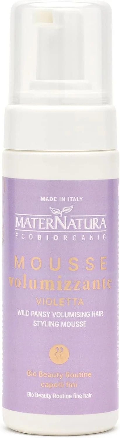 موس حجم دهنده مو Maternatura با عصاره گل بنفشه، افزایش حجم در ریشه مو، ایجاد ساختار و لطافت، روتین زیبایی ارگانیک برای موهای نازک، ساخت ایتالیا - 150 میلی لیتر